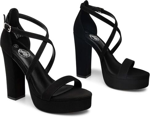 Trary Women's Strappy Platform Chunky High Heels Sandals Fashion Comfortable Open Toe Block Heels for Women Dress Wedding Party Shoes in Kuwait