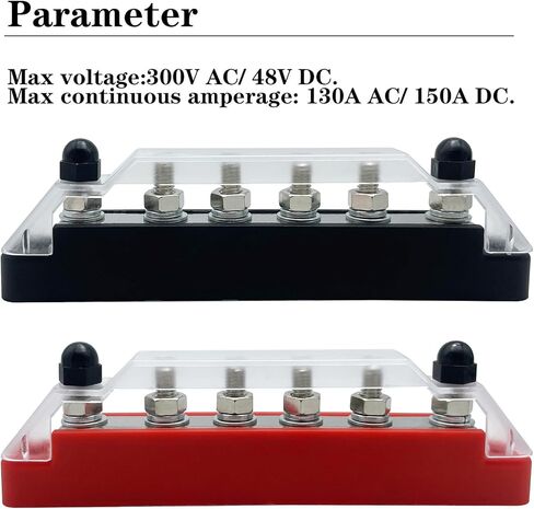 شريط ناقل كتلة توزيع الطاقة مع مسامير مقاس 6 × 1/4 بوصة (M6)، كتلة طرفية شريط ناقل إيجابي وسالب 12 فولت مع غطاء، كتلة توزيع البطارية مع أطراف حلقية لقوارب السيارات البحرية in Kuwait