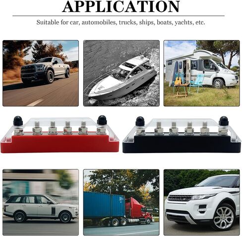 شريط ناقل كتلة توزيع الطاقة مع مسامير مقاس 6 × 1/4 بوصة (M6)، كتلة طرفية شريط ناقل إيجابي وسالب 12 فولت مع غطاء، كتلة توزيع البطارية مع أطراف حلقية لقوارب السيارات البحرية in Kuwait