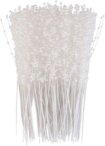 Vpang 100 Stems String Pearls Sticks Beading on Wire Stems for DIY Garland Bridal Wedding Pearl Bouquet Home Wedding Party Decor Craft (Beige) in Saudi Arabia