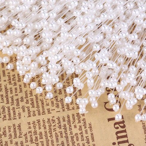 Vpang 100 Stems String Pearls Sticks Beading on Wire Stems for DIY Garland Bridal Wedding Pearl Bouquet Home Wedding Party Decor Craft (Beige) in Saudi Arabia