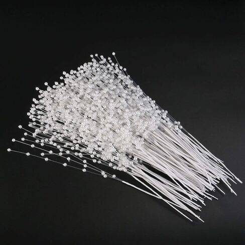 Vpang 100 Stems String Pearls Sticks Beading on Wire Stems for DIY Garland Bridal Wedding Pearl Bouquet Home Wedding Party Decor Craft (Beige) in Saudi Arabia