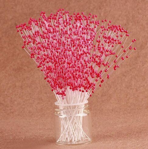 Vpang 100 Stems String Pearls Sticks Beading on Wire Stems for DIY Garland Bridal Wedding Pearl Bouquet Home Wedding Party Decor Craft (Beige) in Saudi Arabia