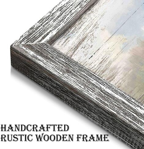 Cow Rustic Wood Wall Art: Farmhouse Barn Painting Greenfield Country Framed Artwork Countryside Decoration for Living Room Bedroom Office in Saudi Arabia