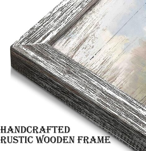 Cow Rustic Wood Wall Art: Farmhouse Barn Painting Greenfield Country Framed Artwork Countryside Decoration for Living Room Bedroom Office in Saudi Arabia