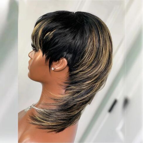 QITAQOTA Pixie Cut Wig Short Pixie Cut Wigs for Black Women Short Brown Wig Natural Looking,Synthetic Wigs For Women Hallowwen Cosplay in Saudi Arabia