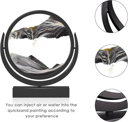 E-SHIDAI صورة فنية رملية متحركة في حركة زجاجية دائرية ثلاثية الأبعاد لمناظر طبيعية في أعماق البحار، مناظر رملية فنية ديناميكية، حسية (12 بوصة، أزرق) in Kuwait