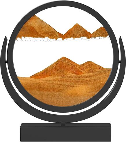 E-SHIDAI Moving Sand Art Picture in Motion Round Glass 3D Deep Sea Landscape, Dynamic Sand Art Sandscapes, Sensory (12in, Blue) in Saudi Arabia