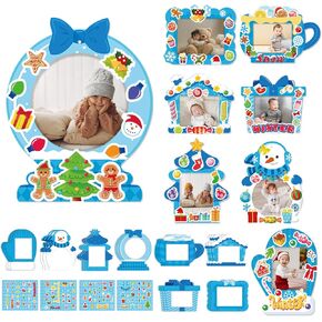 24 Sets DIY Snow Globe Picture Frames Winter Craft Kits Christmas Snowman Snowflake Winter Photo Frame for Kids Holiday Home School Classroom Party Activity Decor Supplies in Saudi Arabia