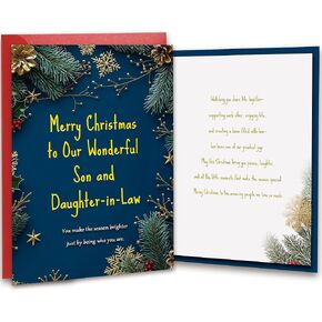 christmas card for son and daughter in law - Double-layer card, Design with Gold Foil text, with envelope and Envelope sticker Heartfelt Message（5.6 x 8.1"） in Saudi Arabia