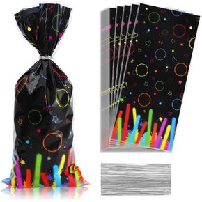 أكياس حلوى السيلوفان من Happy New Year، 100 قطعة من أكياس هدايا حلوى Goodie لهدايا حفلات رأس السنة الجديدة، حقيبة وجبات خفيفة من البلاستيك الذهبي الأسود مع أربطة ملتوية لمستلزمات تزيين حفلات رأس السنة الجديدة لعام 2026 in Kuwait