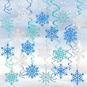 CCINEE 36pcs Christmas Snowflake Hanging Foil Swirls, Winter Snowflake Hanging Decoration Christmas Foil Ceiling Hanging Swirls for Frozen Winter Xmas Holiday Party Supplies（Pre-Assembled） in Kuwait