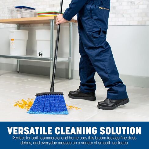 منتجات Carlisle FoodService CFS Duo-Sweep مكنسة الحطام البلاستيكية الكبيرة بمقبض، 48 بوصة، أزرق in Kuwait