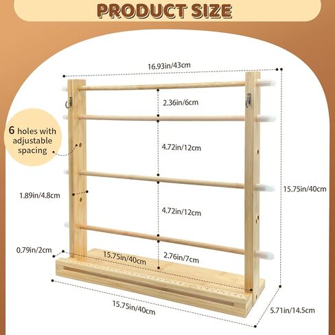 Wooden Ribbon Display Holder-Adjustable Spacing, Washi Tapes, and Sewing Threads | Craft Room Supply Storage Organization, Hair Ribbon & Gift Wrapping Supply Rack in Saudi Arabia