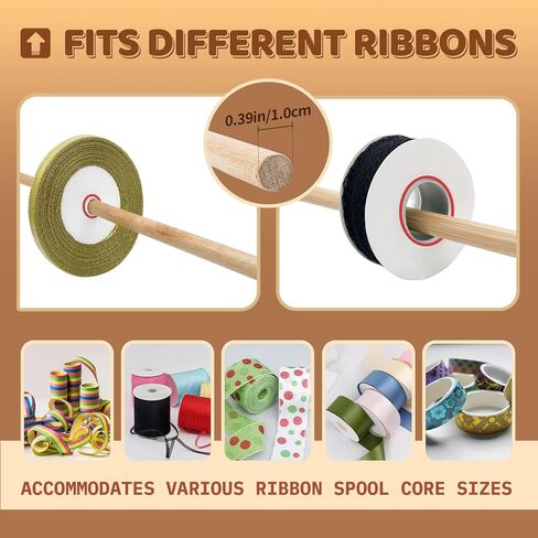 Wooden Ribbon Display Holder-Adjustable Spacing, Washi Tapes, and Sewing Threads | Craft Room Supply Storage Organization, Hair Ribbon & Gift Wrapping Supply Rack in Saudi Arabia