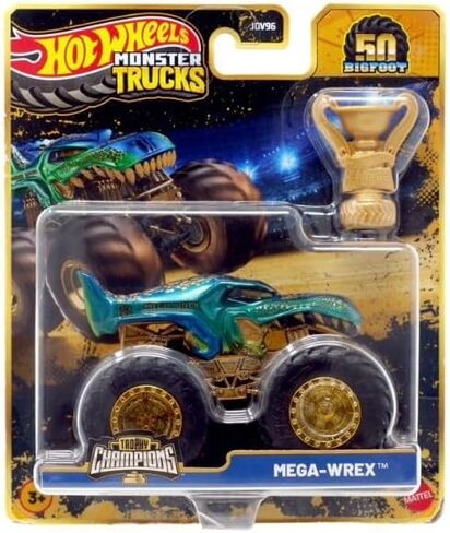 Hot Wheels Monster Trucks 1:64 مقياس كأس أبطال الكأس الذهبية مجموعة الذكرى السنوية الخمسين Bigfoot اخترت Bone Shaker 5 إنذار Gunkster Mega Wrex Tiger Shark (Gunkster) in Saudi Arabia