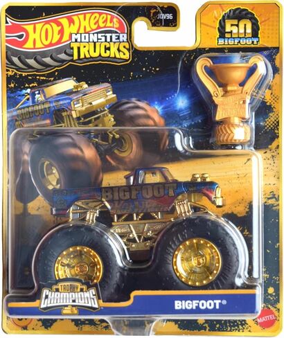 Hot Wheels Monster Trucks 1:64 مقياس كأس أبطال الكأس الذهبية مجموعة الذكرى السنوية الخمسين Bigfoot اخترت Bone Shaker 5 إنذار Gunkster Mega Wrex Tiger Shark (Gunkster) in Saudi Arabia
