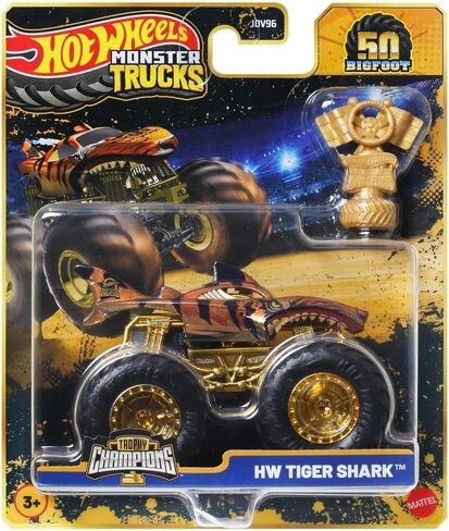 Hot Wheels Monster Trucks 1:64 مقياس كأس أبطال الكأس الذهبية مجموعة الذكرى السنوية الخمسين Bigfoot اخترت Bone Shaker 5 إنذار Gunkster Mega Wrex Tiger Shark (Gunkster) in Saudi Arabia