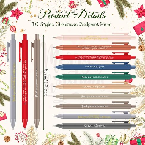 Gueevin 20 Set Christmas Pens Gifts Bulk for Coworkers Santa Inspirational Claus Pens Novelty Snowman Elf with Thank You Cards Christmas Gift Ideas for Office Staff Team Coworker Volunteer (Bright) in Saudi Arabia