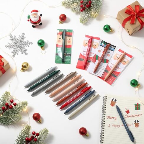 Gueevin 20 Set Christmas Pens Gifts Bulk for Coworkers Santa Inspirational Claus Pens Novelty Snowman Elf with Thank You Cards Christmas Gift Ideas for Office Staff Team Coworker Volunteer (Bright) in Saudi Arabia
