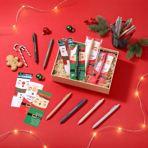 Gueevin 20 Set Christmas Pens Gifts Bulk for Coworkers Santa Inspirational Claus Pens Novelty Snowman Elf with Thank You Cards Christmas Gift Ideas for Office Staff Team Coworker Volunteer (Bright) in Saudi Arabia