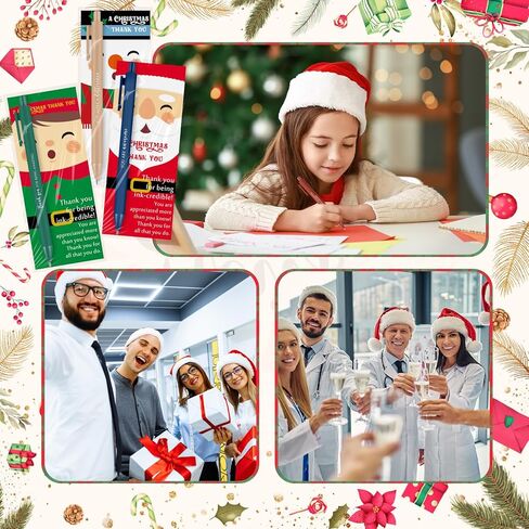 Gueevin 20 Set Christmas Pens Gifts Bulk for Coworkers Santa Inspirational Claus Pens Novelty Snowman Elf with Thank You Cards Christmas Gift Ideas for Office Staff Team Coworker Volunteer (Bright) in Saudi Arabia