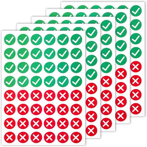 240 PCS Green Check and Red Cross Mark Stickers, Self Adhesive Labels for Organization, Inventory Management, Classroom Teaching, DIY Projects in Saudi Arabia