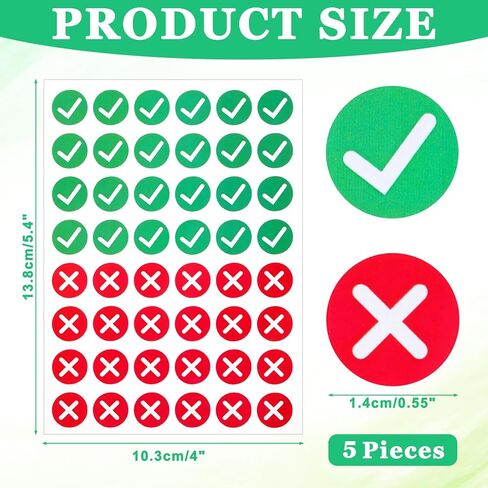 240 PCS Green Check and Red Cross Mark Stickers, Self Adhesive Labels for Organization, Inventory Management, Classroom Teaching, DIY Projects in Saudi Arabia