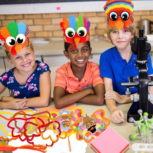 Ceiba Tree 24Pcs Thanksgiving Suncatcher Crafts for Kids Turkey Fall Craft with Turkey Cutouts and Tissue Paper Autumn DIY Window Stained Glass Art Kit Party Classroom Supplies in Saudi Arabia