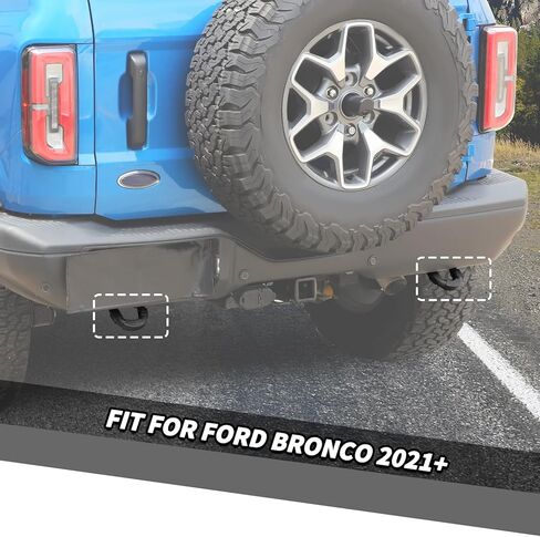 Jimen Fit for Ford Bronco 2021-2025, 2PCS Rear Bumper Tow Hook Cover Trailer Hitch Cover (Red) in Saudi Arabia