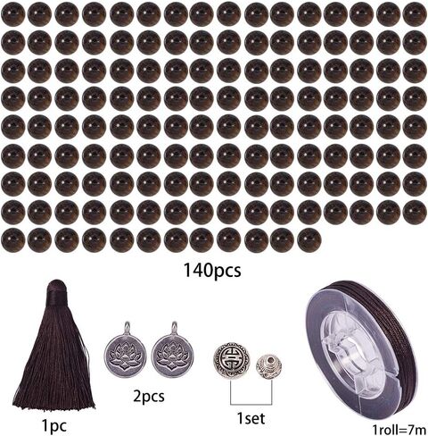 SUNNYCLUE 1 Set 108 Tiger Eye Gemstone Mala Beads/Buddha Beaded Necklace Jewelry Making Kit - DIY Make 1 Hand Knotted Prayer Tassel Pendant Necklace and 1 Adjustable Mala Wrap Beaded Bracelet in Saudi Arabia
