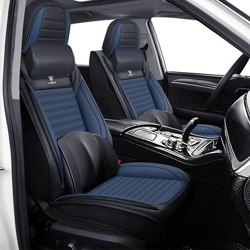 Car Seat Cover for Chevy Equinox 2005-2026 Full Coverage Nappa Leather Car Seat Protector, Fashion Anti-Slip Waterproof Breathable Easy to Install, Auto Interior Accessories(Front Seat,Black&Blue) in Saudi Arabia