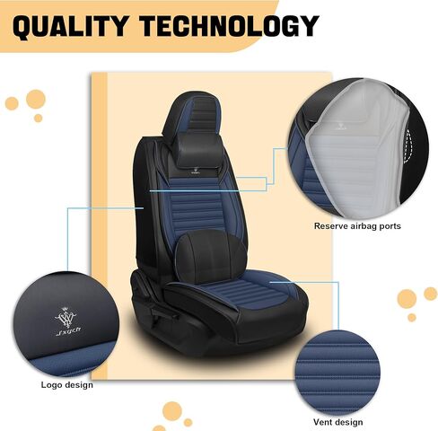 Car Seat Cover for Chevy Equinox 2005-2026 Full Coverage Nappa Leather Car Seat Protector, Fashion Anti-Slip Waterproof Breathable Easy to Install, Auto Interior Accessories(Front Seat,Black&Blue) in Saudi Arabia