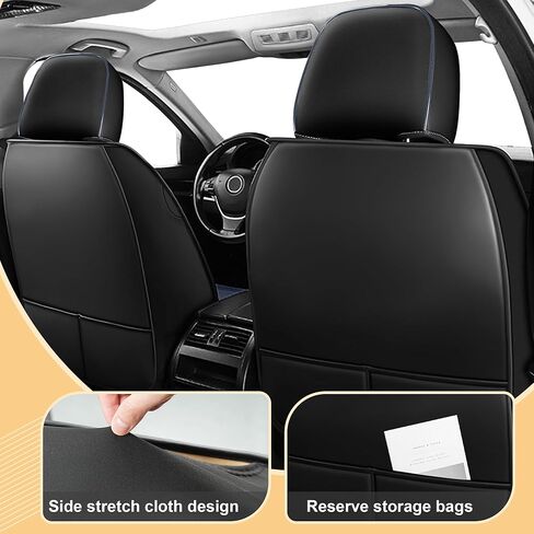 Car Seat Cover for Chevy Equinox 2005-2026 Full Coverage Nappa Leather Car Seat Protector, Fashion Anti-Slip Waterproof Breathable Easy to Install, Auto Interior Accessories(Front Seat,Black&Blue) in Saudi Arabia