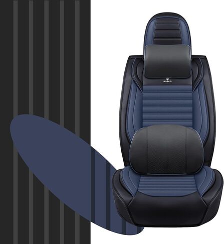 Car Seat Cover for Chevy Equinox 2005-2026 Full Coverage Nappa Leather Car Seat Protector, Fashion Anti-Slip Waterproof Breathable Easy to Install, Auto Interior Accessories(Front Seat,Black&Blue) in Saudi Arabia