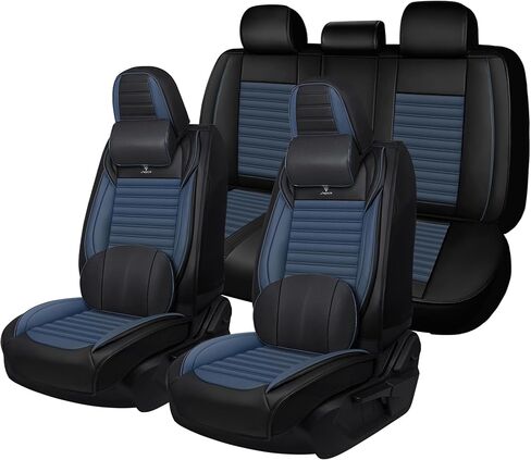 Car Seat Cover for Chevy Equinox 2005-2026 Full Coverage Nappa Leather Car Seat Protector, Fashion Anti-Slip Waterproof Breathable Easy to Install, Auto Interior Accessories(Front Seat,Black&Blue) in Saudi Arabia