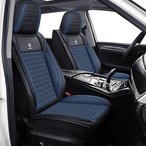 Car Seat Cover for Chevy Equinox 2005-2026 Full Coverage Nappa Leather Car Seat Protector, Fashion Anti-Slip Waterproof Breathable Easy to Install, Auto Interior Accessories(Front Seat,Black&Blue) in Saudi Arabia
