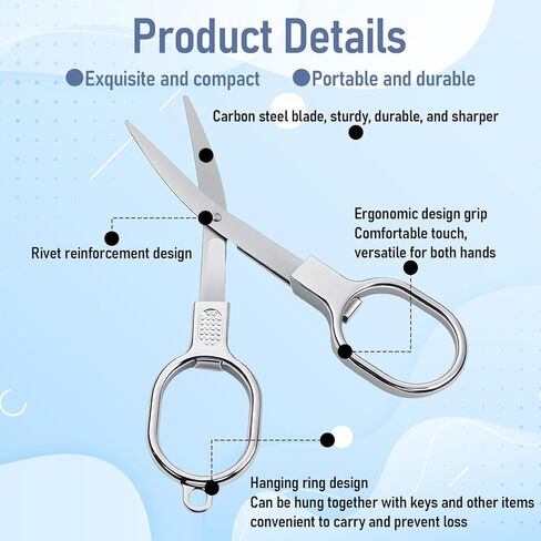 2 Pcs Folding Scissors Travel, Stainless Steel Mini Folding Scissors, Portable Retractable Small Scissor Trip Scissor for Xmas gift For Home, Office, Craft, Outdoor (Silver) in Saudi Arabia