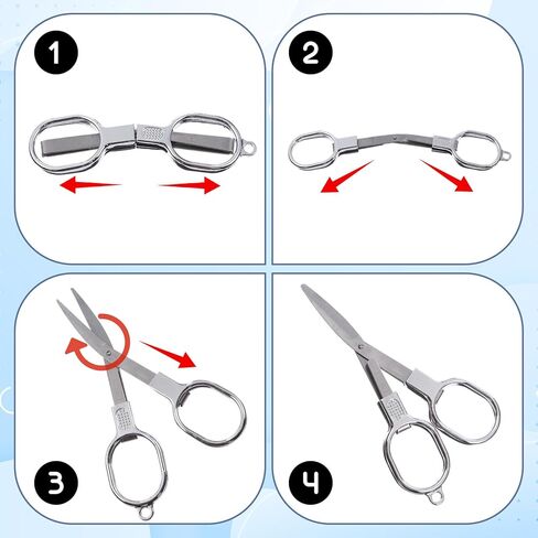 2 Pcs Folding Scissors Travel, Stainless Steel Mini Folding Scissors, Portable Retractable Small Scissor Trip Scissor for Xmas gift For Home, Office, Craft, Outdoor (Silver) in Saudi Arabia