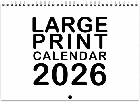 Large Calendar 2026, 11x17" Big Print Calendar, 12 Monthly Calendar Easy to Read for People with Visually Impaired, Low Vision, Seniors and Elderly in Saudi Arabia