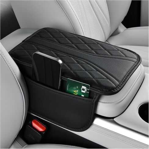 Leather Car Center Console Cover,Stylish Y-Shaped Arm Rest Cover for Car with 2 Storage Bags for Storing and Enhancing Comfort,Cars Accessories Interior Middle Console Covers (Black) in Saudi Arabia