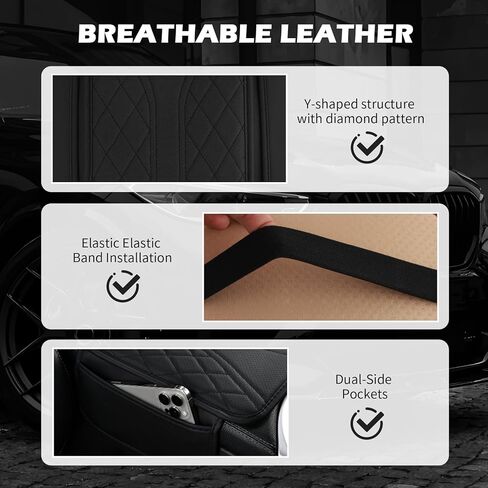 Leather Car Center Console Cover,Stylish Y-Shaped Arm Rest Cover for Car with 2 Storage Bags for Storing and Enhancing Comfort,Cars Accessories Interior Middle Console Covers (Black) in Saudi Arabia