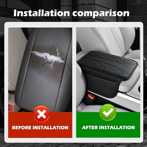 Leather Car Center Console Cover,Stylish Y-Shaped Arm Rest Cover for Car with 2 Storage Bags for Storing and Enhancing Comfort,Cars Accessories Interior Middle Console Covers (Black) in Saudi Arabia
