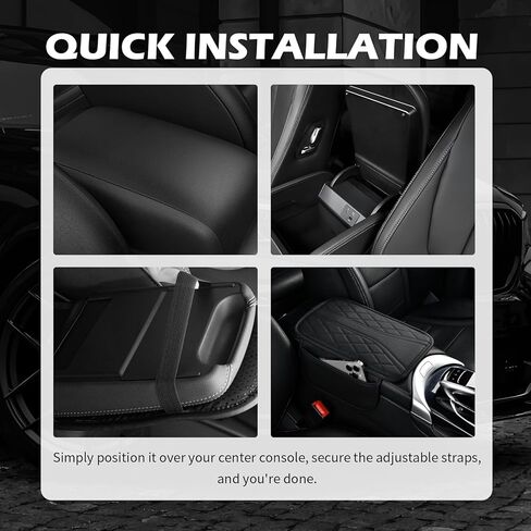 Leather Car Center Console Cover,Stylish Y-Shaped Arm Rest Cover for Car with 2 Storage Bags for Storing and Enhancing Comfort,Cars Accessories Interior Middle Console Covers (Black) in Saudi Arabia