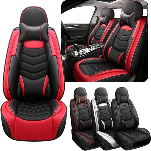 Car Seat Covers Fit for Toyota 4Runner 2004-2024 with Side Airbag Compatibility, Detachable Head Design, Breathable and Layered Comfort, Premium Nappa Leather, 2 Pcs Front, Black White in Saudi Arabia