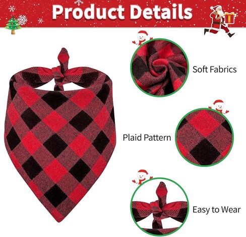 Christmas Dog Bandanas Plaid Two-Sided with Tassels,Flannel Tartan Dog Scarf Holiday,Pet Dog Bandanas Scotland 2 Pack,Winter Red Green Christmas Dog Bib Accessories for Large Dog(Red+Green) in Saudi Arabia