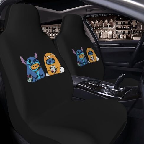 Gudetama (2) Car Seat Cover, Universal Car Seat Cover, Upgrade, Set of 2, Seat Protection, Polyester Cloth + Sponge, Car Accessories, Car Rear Stain Prevention, Easy Installation, Driver Passenger in Saudi Arabia