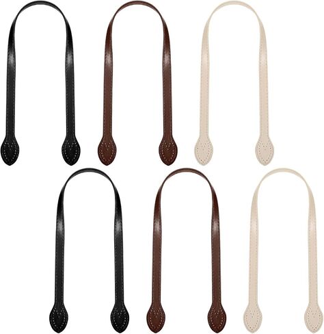 3 Colors 23.22" Leather Purse Handles for Bags DIY, 6pcs Replacement Purse Straps with Ear Shape Ends, Leather Bag Strap Purses Making Supplies for Handbag Repair in Saudi Arabia