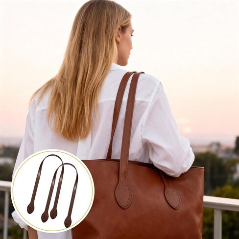 3 Colors 23.22" Leather Purse Handles for Bags DIY, 6pcs Replacement Purse Straps with Ear Shape Ends, Leather Bag Strap Purses Making Supplies for Handbag Repair in Saudi Arabia