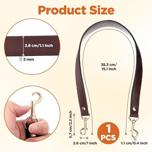 20.3 Inch Leather Purse Strap, Short Replacement Shoulder Strap, 1 Inch Wide Leathers Purses Straps for Handbag(Dark Brown) in Saudi Arabia